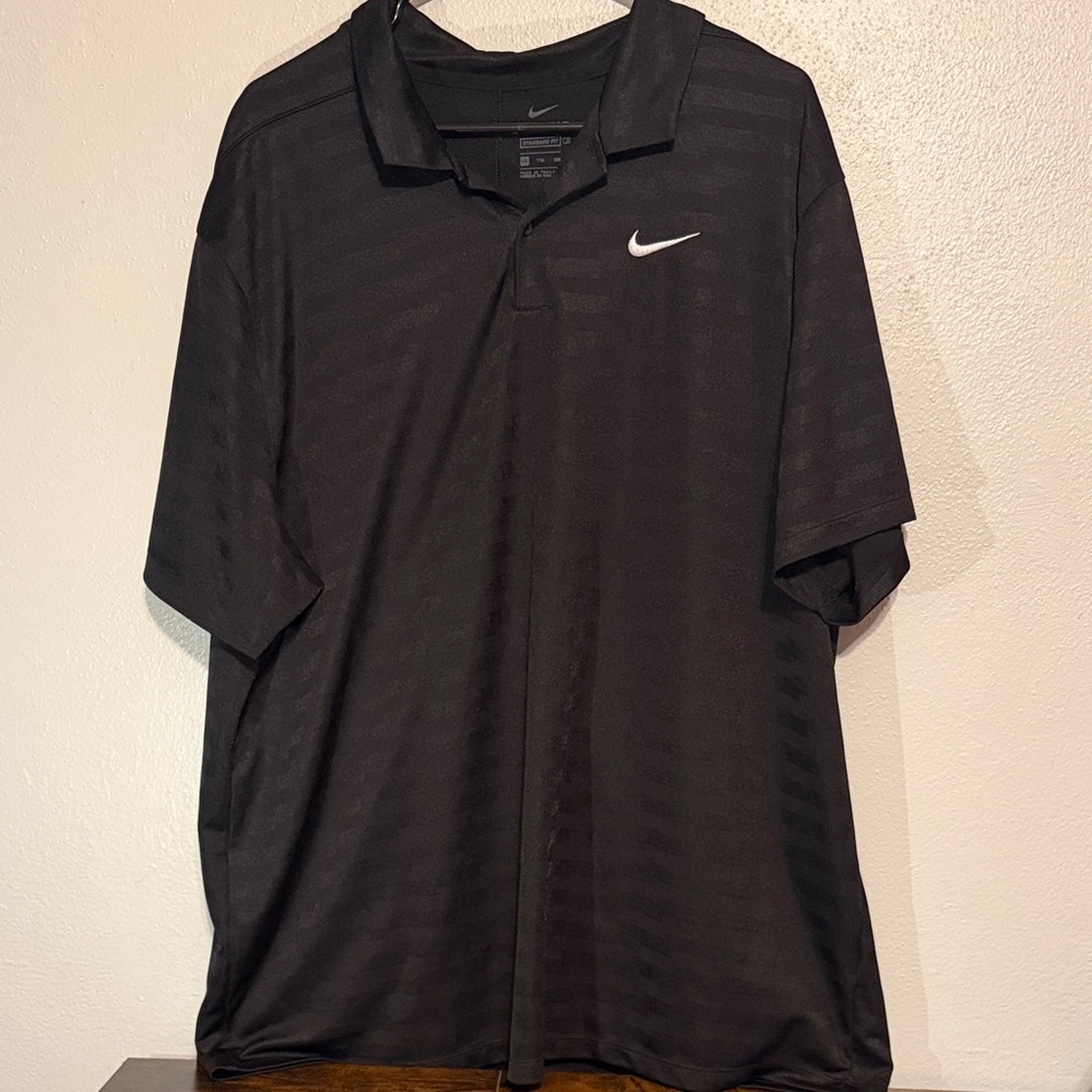 Nike Men's Black Polo Shirt with White Logo